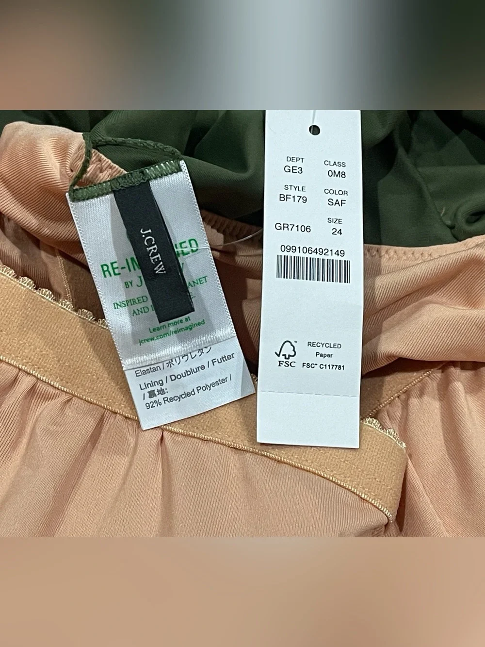 J. Crew Swimsuit Women plus Size 24 3XL  One Piece Ruched Olive Green NEW
